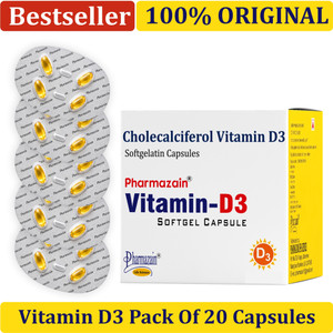 PHARMAZAIN Vitamin D3 Softgel Capsules 600 IU for Bone Health, Muscle Strength & Immunity