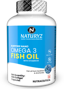 NATURYZ Nano Encapsulated BURPFREE Omega 3 Fish Oil 2000 Mg with Vitamin D3