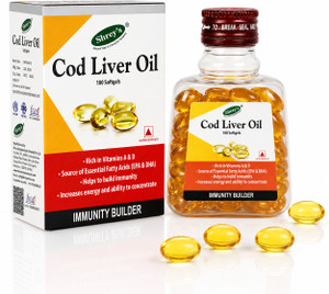 Shrey's Cod Liver Oil, Vitamins A & D - 100 Capsules (Immunity Booster) Supports Heart