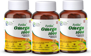 FYTIKA Omega 1000, For Heart, Brain, Joint, Muscle Support- (Pack of 3) 30 Capsule each