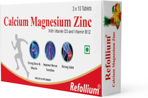 Refollium Calcium 1000mg with Vitamin D3, Magnesium, Zinc & Vitamin B12 for Strong Bone