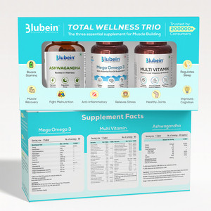 Blubein Multivitamin with 37 Vital Ingredients 60N|Mega Omega 3 (60N) Ashwagandha 60N