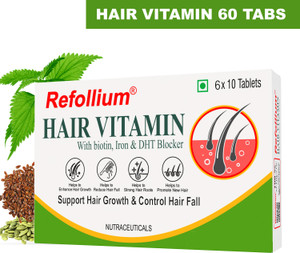 Refollium Hair Vitamins (with Biotin & Iron)for Hair Regrowth & Hairfall Control