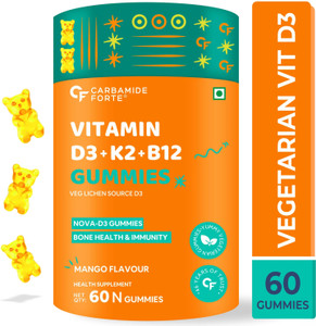 CARBAMIDE FORTE Vitamin D3 K2 MK7 B12 Gummies for Women, Men & Kids