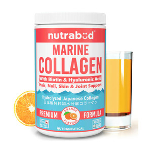 Nutrabud Japanese Marine Collagen Powder Supplement for Radiant Skin Glow- Orange Flavour