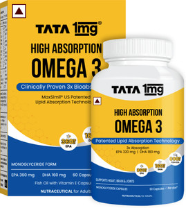 TATA 1mg Triple Absorption Omega 3 Fish Oil| 6X Effective with Patented Lipid Absorption
