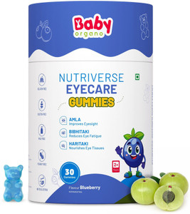 BabyOrgano Nutriverse Eye Care Gummies for Kids (2-15yrs) | Reduces Eye Stress | Blueberry