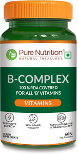 Pure Nutrition Vitamin B-Complex - 100% RDA for B Vitamins(B1, B2, B3, B5, B6, B7, B9 & B12)