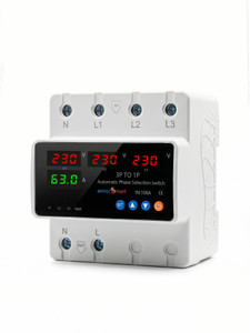 amiciSmart Intelligent 3 Phase to 1 Phase Selector/Changeover Switch with Under Voltage Protection