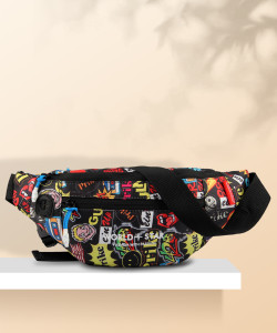 fkhbags printted rock waist bag Elegant Style Travel Pouch Passport Holder with Adjustable Strap