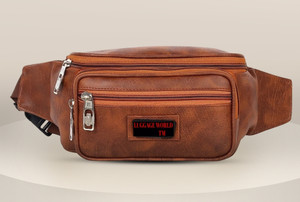 LUGGAGE WORLD Leather Waist Pack Bags Travel bag for Money |Mobile|Card|Belt| Documents|Kit Books Dairy Messenger Cross body Kamar pouch| Small Accessories Luggage for men Women boys and girls stylish PU Waist Fom Bag with Belt Waist pack Kamar pouch Travel