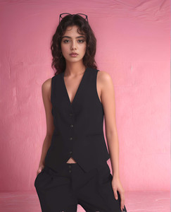 Rocksy Solid Women Waistcoat