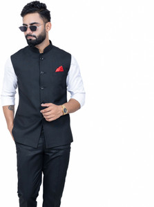 ALJAAMI Solid Men Waistcoat