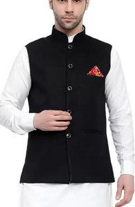 Qtsy Solid Men Waistcoat