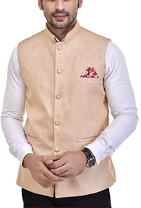 ATLY Self Design Mandarin Festive & Wedding Men Blazer