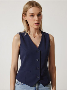 PERFECT PRODUCTIONS Solid Women Waistcoat