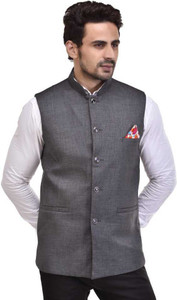 Qitty Solid Men Waistcoat