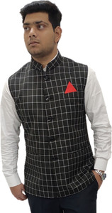 ALJAAMI Checkered Men Waistcoat