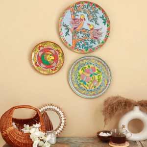 Ritualistic Madhubani Metal Wall Plates Wall Sculpture Decor