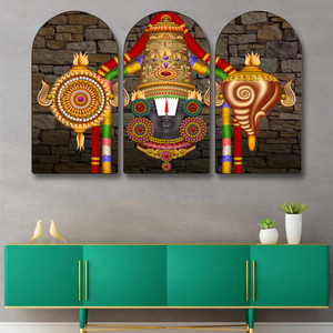 SAF PRINT Lord Venkateswara Wall Art | Tirupati Balaji 3 Panel ...