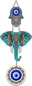 Decor Smart Evil Eye Elephant Wooden Wall Hanging | Traditional Home Decor (DWA_8506)