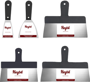 Heybit Multi-Size Steel Putty Scraper Set Ideal for Wall Putty, Paint Removal & Repair Synthetic Trim Paint Brush