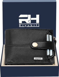 Rigohill Men Casual Black Genuine Leather Wallet