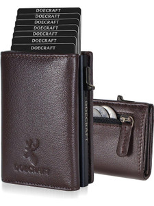 DOECRAFT Men Brown Leather Aluminium Wallet - Image 5