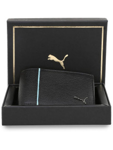 PUMA Men & Women Casual Black Genuine Leather Wallet