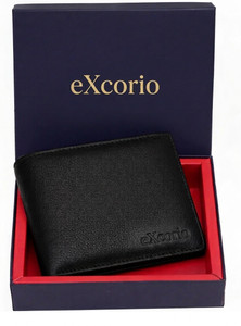 eXcorio Men Formal, Trendy Black Genuine Leather Wallet