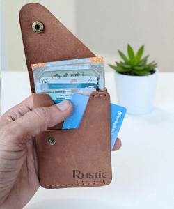 Rustic Brown Leather Card Holder - Image 5