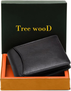 Tree Wood Men Travel, Trendy, Casual, Formal Black Genuine Leather Wallet