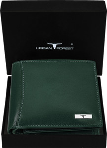 URBAN FOREST Men Casual Green Genuine Leather Wallet