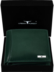 URBAN FOREST Men Casual Green Genuine Leather Wallet