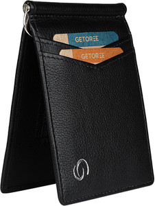 GETOREE Men & Women Casual Black Genuine Leather Money Clip