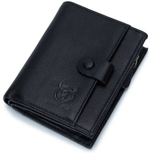CONTACTS Men Trendy Black Genuine Leather Wallet
