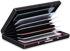 StealODeal Men & Women Casual Black Aluminium Card Holder
