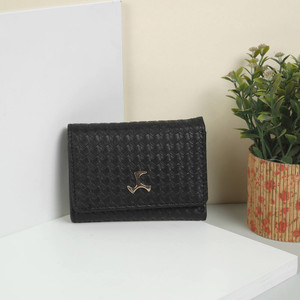 MOCHI Women Black Artificial Leather Wallet Black Price in India
