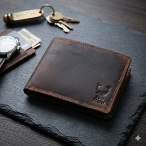 H&H Men Trendy, Casual Brown Genuine Leather Wallet