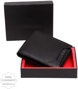 LAER Men Black Genuine Leather Wallet