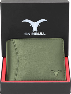 SKINBULL Men Casual Green Genuine Leather Wallet