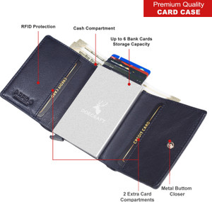 DOECRAFT Men Casual, Formal Blue, Silver Genuine Leather Wallet
