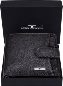 URBAN FOREST Men Casual Black Genuine Leather Wallet