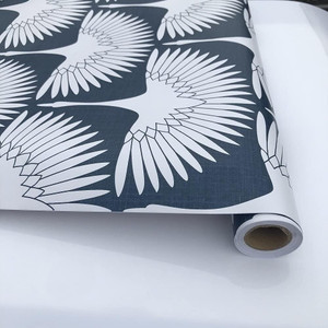 Veki Floral & Botanical Blue, White Wallpaper