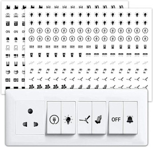 Stikor 1.5 cm Transparent Switch ID Stickers for Switch Boards, 46 Designs, Self Adhesive Sticker