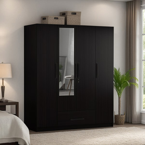 Trevi Mustang 4 door Wardrobe With Drawer With Mirror(Almirah/Almari/Cupboard) Engineered Wood 4 Door Wardrobe