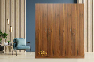CASPIAN Wooden Almirah for Clothes and Stacking space -Home Furniture Storage Engineered Wood 4 Door Wardrobe