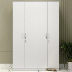 Wooden Street Kayden Engineered Wood 4 Door Wardrobe with Hanger Rod Engineered Wood 4 Door Wardrobe