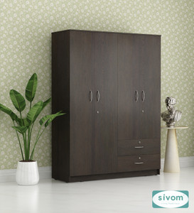 SIVOM Ultra Multipurpose 4 Door Wardrobe / Spacious 7 Shelves Engineered Wood 4 Door Wardrobe
