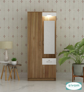 SIVOM SYNTAX Multipurpose 2 Door Wardrobe With Dressing Table/ Spacious 7 Shelves Engineered Wood 2 Door Wardrobe
